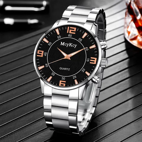 Men's Business Quartz Watch Stainless Steel Band Simple Minimalist Casual Wristwatch Alloy Case Mineral Glass Male Gift Watch