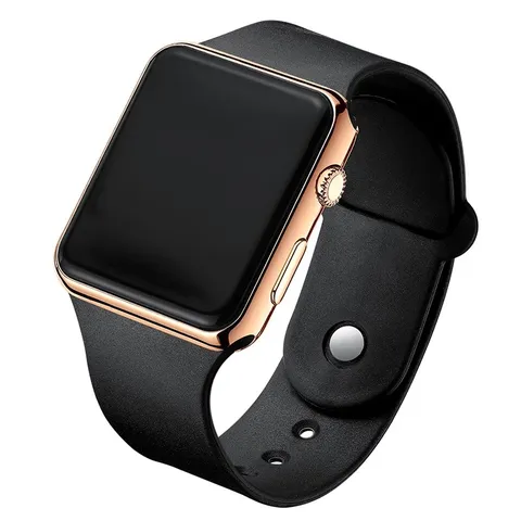 Quadratische LED Digitaluhr Minimalistische Elektronische Uhr Für Studenten Erwachsene Unisex Silikonarmband Mode Sportuhr Galvanisiertes Gehäuse