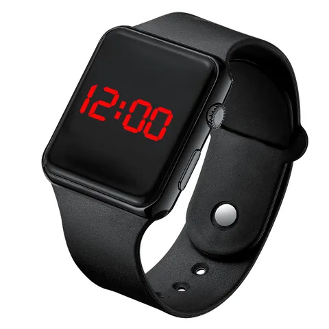 Quadratische LED Digitaluhr Minimalistische Elektronische Uhr Für Studenten Erwachsene Unisex Silikonarmband Mode Sportuhr Galvanisiertes Gehäuse