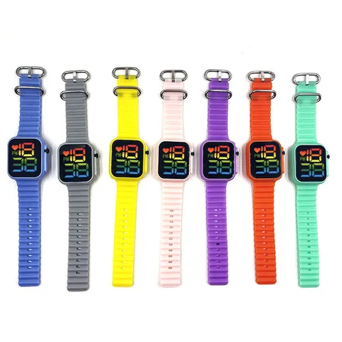Y1 LED Digital Elektronische Uhr Student Regenbogen Leuchtend Wasserdicht Quadratisch Großbildschirm Mode Sport Armbanduhr Unisex