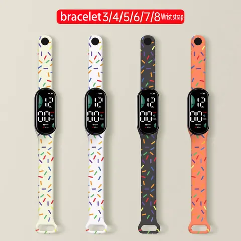 Orologio Sportivo Digitale con Cinturino in Silicone Stampato per Ragazze Studenti Carino Motivo Zuccherini Luminoso Bracciale Intelligente Elettronico