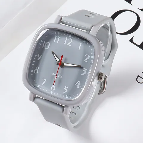 Mode Quadratische Quarzuhr Für Jugendliche Studenten Minimalistisches Silikonarmband Analoge Armbanduhr Lässige Sportuhr