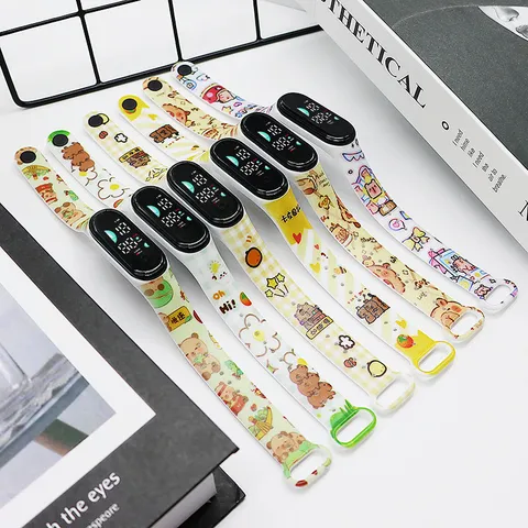Orologio Digitale LED Capibara Stampa Cartoon per Bambini Carino Impermeabile Touch Screen Cinturino in Silicone Orologio Fashion