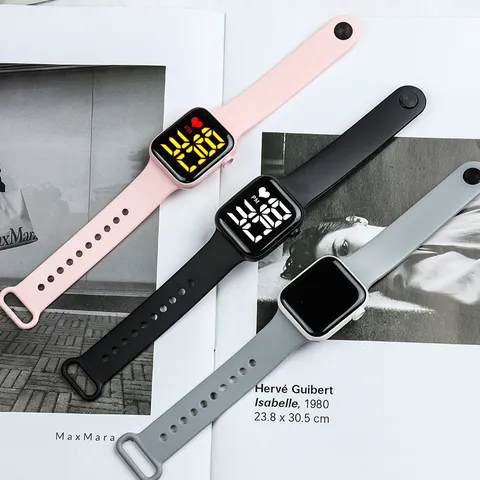 Mode Quadratische Digitale LED Elektronische Uhr Für Kinder Studenten Herren Damen Sportliche Wasserdichte TPU Armband Uhr
