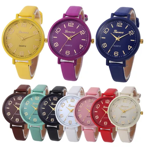 Damen Elegant Klassisch Quarzuhr Rund Analog Zifferblatt Schmal Kunstleder Riemen Minimalistisch Studenten Armbanduhr Casual Zeitmesser