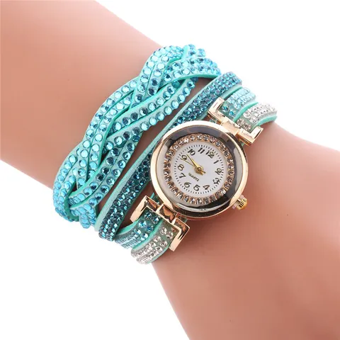 Damen Mode Wickelarmbanduhr Strass Zweifarbig Mehrschichtig Lederband Analog Quarz Uhr Boho Schmuck Uhr Geschenk
