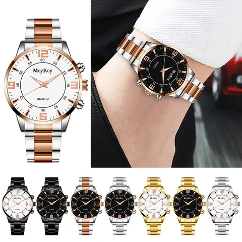 Men's Business Quartz Watch Stainless Steel Band Simple Minimalist Casual Wristwatch Alloy Case Mineral Glass Male Gift Watch