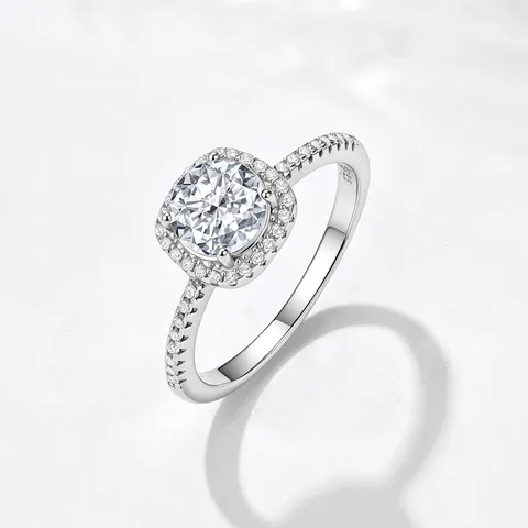 925 Sterling Silver Square Halo Zirconia Ring For Women Luxury Geometric Simulated Diamond Wedding Engagement Party Jewelry Finger Ring