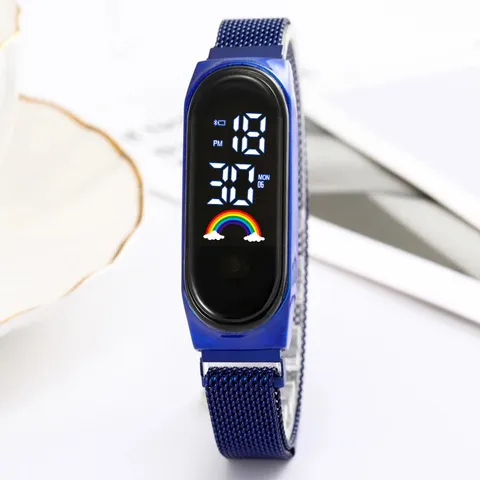 Montre Bracelet Numérique LED Créative de Mode Boucle Milanaise Magnétique Arc-en-Ciel Lumineuse Sport Électronique Pour Hommes Femmes Enfants