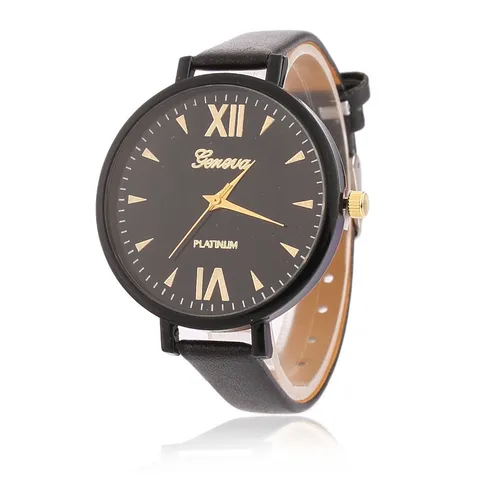 Mode Koreanischen Stil Damen Quarzuhr Großes Zifferblatt Römische Ziffern Schlankes Kunstlederarmband Lässige Analoge Armbanduhr Für Studenten Damen