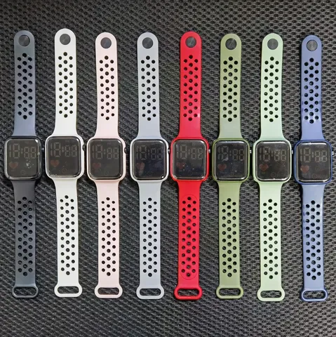 Square LED Electronic Watch For Kids Students Waterproof Digital Sports Watch TPU Strap Luminous Digital Display Casual Wristwatch