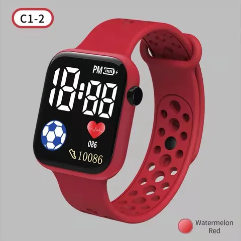 Fashion Unisex LED Digital Watch Waterproof Square Sports Electronic Watch Football Hollow TPU Strap Wristwatch For Students