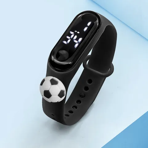 Kinder Fußball Digitaluhr TPE Silikonarmband LED Sport Armband Für Jungen Mädchen Schüler Leuchtende Wasserdichte Kinderuhr