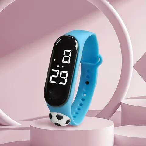 Kinder Fußball Digitaluhr TPE Silikonarmband LED Sport Armband Für Jungen Mädchen Schüler Leuchtende Wasserdichte Kinderuhr