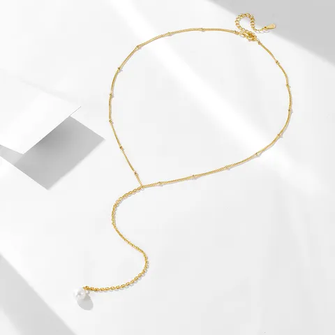 925 Sterling Zilver Natuurlijke Gekweekte Parel Y-vormige Sleutelbeen Halskette Mode Lange Kwast Ketting Sieraden Voor Vrouwen