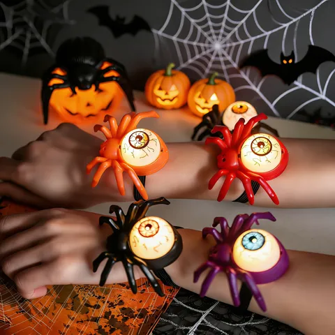 Halloween Glowing Spider Watch Toy LED Light Eyeball Wristband Party Decoration Kids Novelty Light Up Bracelet
