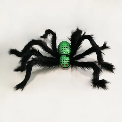 Halloween Plush Spider Toy Large Simulation Scary Black Spider Props With Sequin For Festival Party Home Decoration