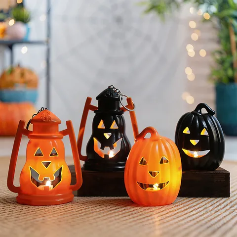 Halloween Pumpkin Lantern LED Electronic Candle Light Glowing Jack-O-Lantern Night Light Party Decoration Prop For Home Indoor Festival