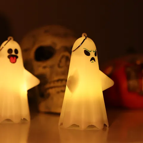 Halloween LED Ghost Light Hanging Ornament Plastic Glowing Cartoon Spooky Lamp For Festival Home Party Decoration Haunted Props Gift