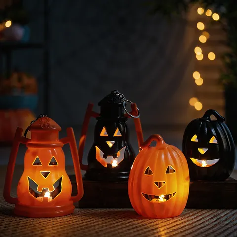 Halloween Pumpkin Lantern LED Electronic Candle Light Glowing Jack-O-Lantern Night Light Party Decoration Prop For Home Indoor Festival