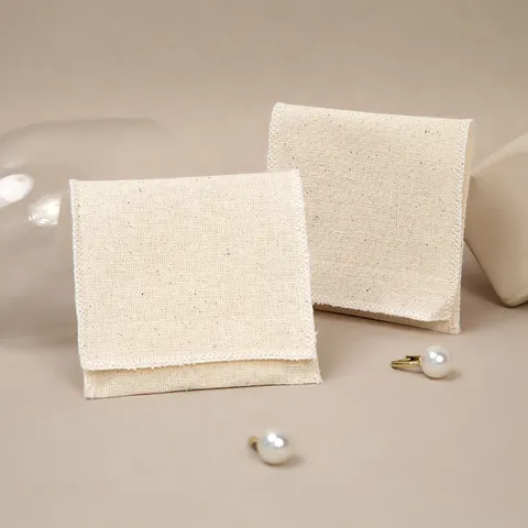 Minimalist Fabric Jewelry Pouches Flap Style Small Storage Bag Dustproof Gift Packaging Pouches For Trinkets Ring Ornaments Organizer