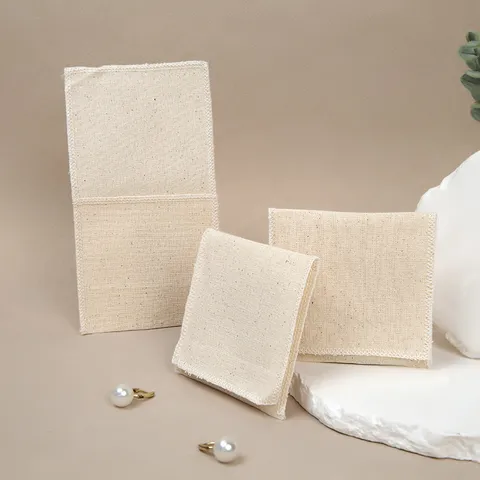 Minimalist Fabric Jewelry Pouches Flap Style Small Storage Bag Dustproof Gift Packaging Pouches For Trinkets Ring Ornaments Organizer