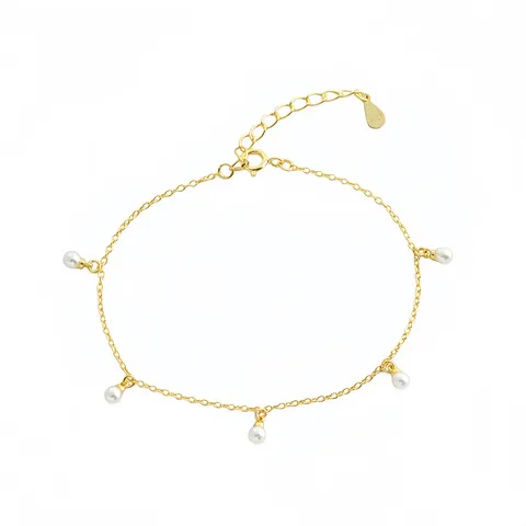Bracelet de Perles en Argent Sterling S925 pour Femme Minimaliste Style INS Chaîne Ajustable Plaqué Or Argent Bijoux Cadeau