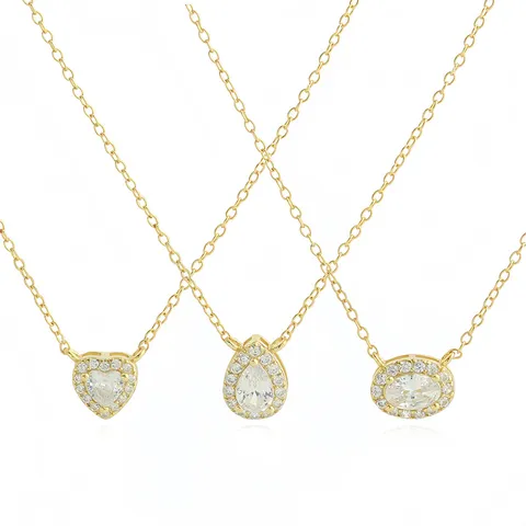 925 Sterlingsilber Herz Wassertropfen Geometrische Anhänger Halskette Für Damen Strass Eingelegt Schlüsselbeinkette Schmuck Geschenk