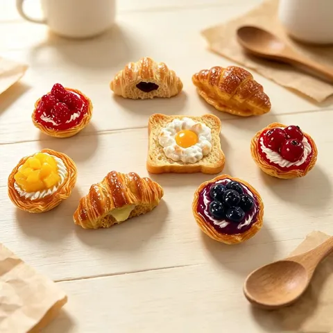 3D Simulation Lebensmittel Kühlschrankmagnet Kreativ Harz Dessert Croissant Fruchtkuchen Brot Magnetische Aufkleber Haus Küche Dekoration