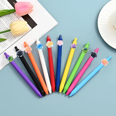 Creatieve Lichtgevende Hars Rozenbloem Gellpen Gekleurde Schrijfpen Leuke Scholier Schrijfbehoeftten Kantoorbenodigdheden