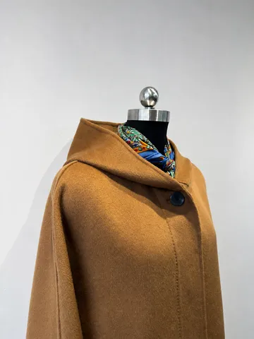 Women Cashmere Long Hooded Trench Coat Elegant Solid Color Single Breasted Long Sleeve Woolen Coat Women Outerwear