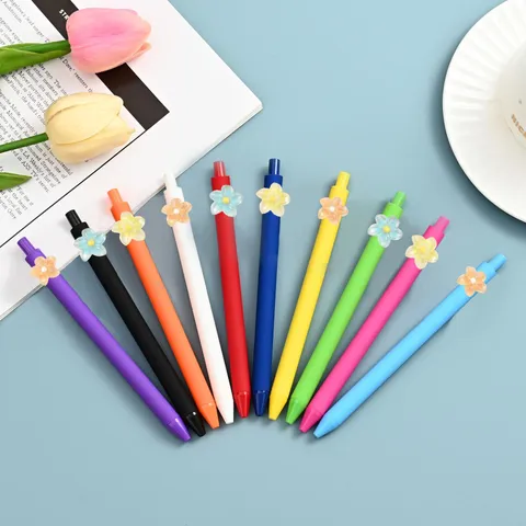 Kleurrijke Gelpen Set Schattige Hars Bloem Decor Druk Type Schrijfpennen Kantoor School Schrijfwaren