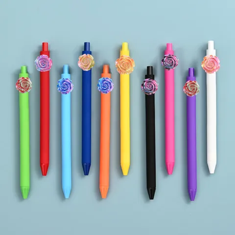 Creatieve Kleurrijke Gelpennen Met Hars Rozenbloem Patch Decoratieve Schrijfwaren Voor School Kantoor