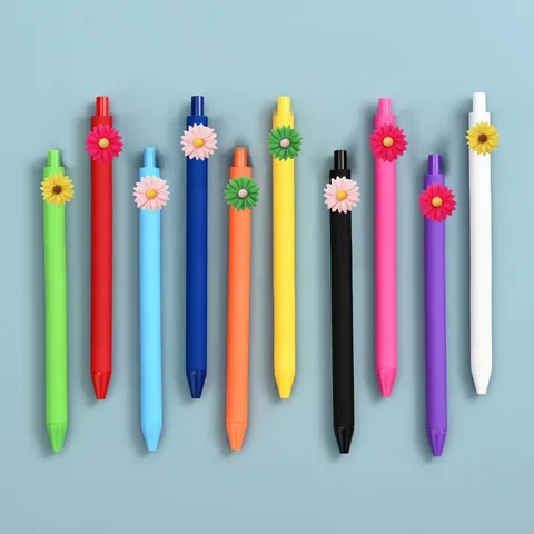 Süßes Gänseblümchen Harz Patch Farbige Gelschreiber Set Mehrfarbige Einziehbare Schreibstifte Für Schule Büro Kinder Geschenk