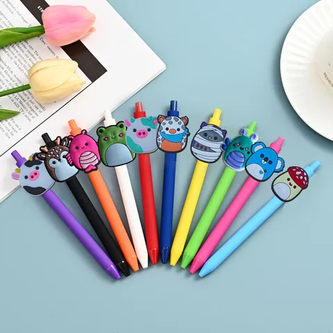 Stylo Gel Mignon Animal Dessin Animé Patch Silicone Coloré Étudiant Écriture Bureau Signe Stylo Kawaii Papeterie