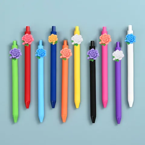 Leuke Bloemen Gelpennen Kleurrijke Esthetische Schrijfpennen Met 3D Hars Bloem Decor Mooie School Schrijfwaren Voor Journaling