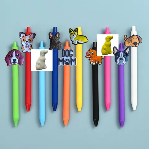 Cute Puppy Series Gel Pen Cartoon Animal PVC Patch Colored Writing Pen For Student School Office Stationery