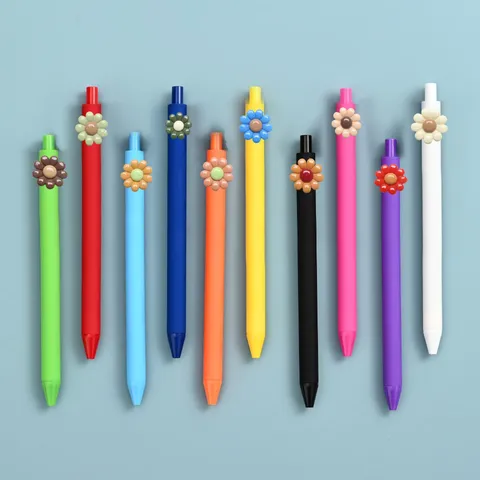 Kleurrijke Bloem Hars Patch Gelpen Schattige Leerling Schrijfpen Meerkleurig Kantoor School Briefpapier Benodigdheden