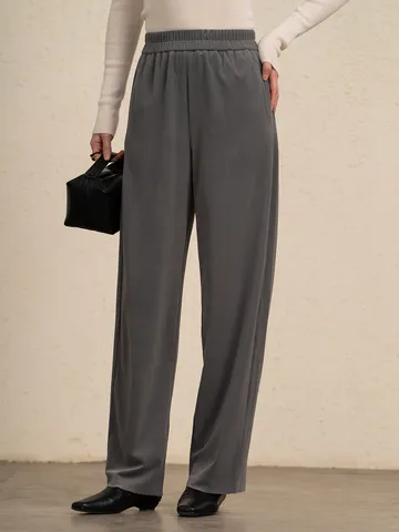 Women's Casual High Waist Corduroy Wide Leg Pants Solid Color Straight Trousers Autumn Bottoms