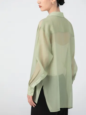 Women's Casual Acetate Organza Sun Protection Shirt Long Sleeve Solid Color Single Breasted Loose Cardigan Blouse Top