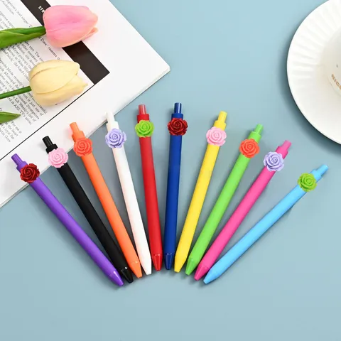 Leuke Camellia Bloem Hars Patch Gekleurde Gelpen Student Schrijven Schrijfwaren Kantoorbenodigdheden Balpen