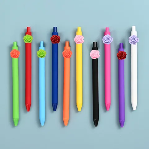 Leuke Camellia Bloem Hars Patch Gekleurde Gelpen Student Schrijven Schrijfwaren Kantoorbenodigdheden Balpen