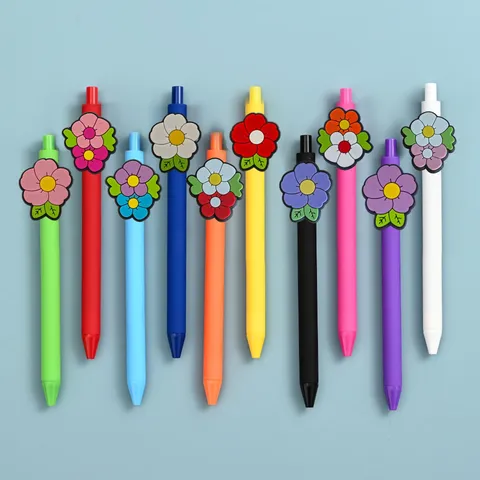 Cute Floral Silicone Patch Colored Gel Pens Aesthetic Student Writing Stationery Smooth Writing Office Supplies