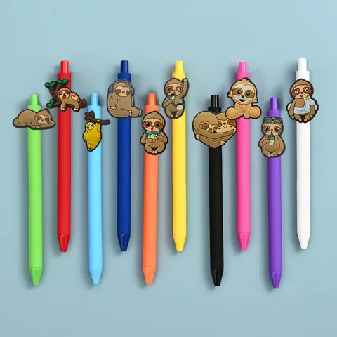 Faultier Serie Cartoon PVC Patch Farbige Gelschreiber Set Süße Tier Schreibwaren Büro Schreibstift Für Kinder Geschenk