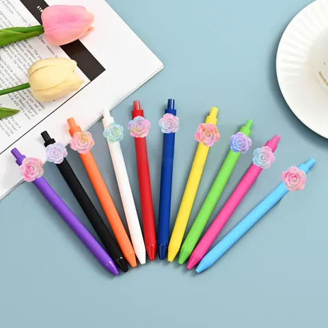 Glow In The Dark Vuurvlieg Roos Hars Gel Ink Pen Set Leuke 3D Bloem Gedecoreerde Kleurrijke Studenten Schrijven Kantoorartikelen Pennen