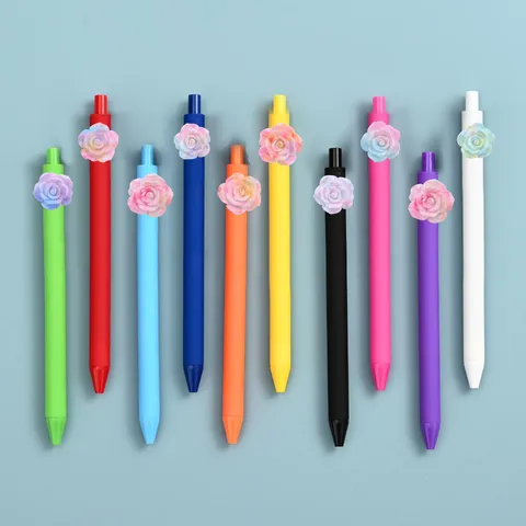 Glow In The Dark Vuurvlieg Roos Hars Gel Ink Pen Set Leuke 3D Bloem Gedecoreerde Kleurrijke Studenten Schrijven Kantoorartikelen Pennen
