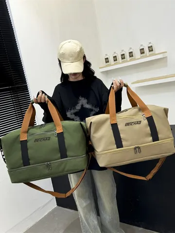 Gran Capacidad Bolsa de Viaje Impermeable de Tela Oxford Bolsa de Deporte con Separación Seco y Húmedo y Compartimento para Zapatos