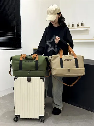 Gran Capacidad Bolsa de Viaje Impermeable de Tela Oxford Bolsa de Deporte con Separación Seco y Húmedo y Compartimento para Zapatos
