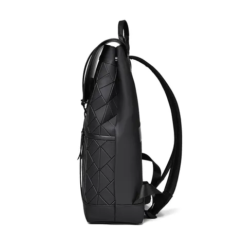 Mochila de Cuero PU para Hombre Gran Capacidad Negocios Casual Viaje Computadora Escuela Bolsa de Libros Rombos Geométricos Daypack
