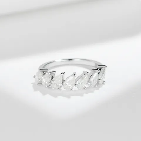 Luxuriöser Birnenschliff Moissanit Ring S925 Sterlingsilber Eleganter Verlobungs Ehering Schmuck für Damen